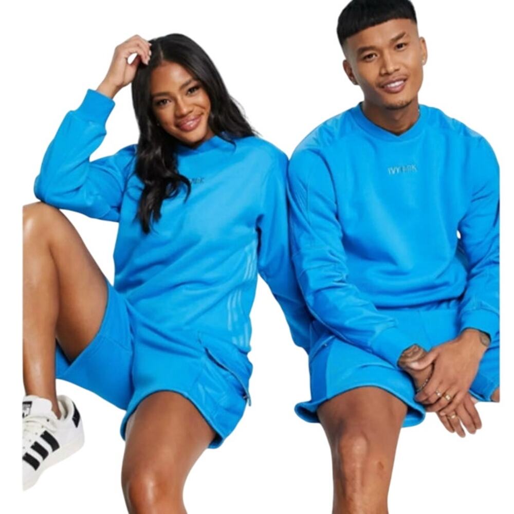Ivy Park x Adidas Originals M Unisex Sweatshirt Pullover Blue Shock Cyan Medium